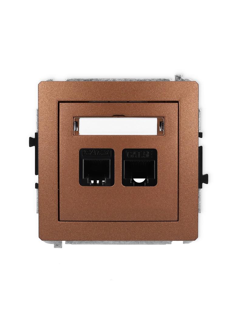 DECO Mechanizm gniazda telefonicznego pojedynczego 1xRJ11 + komputerowego pojedynczego 1xRJ45, kat.