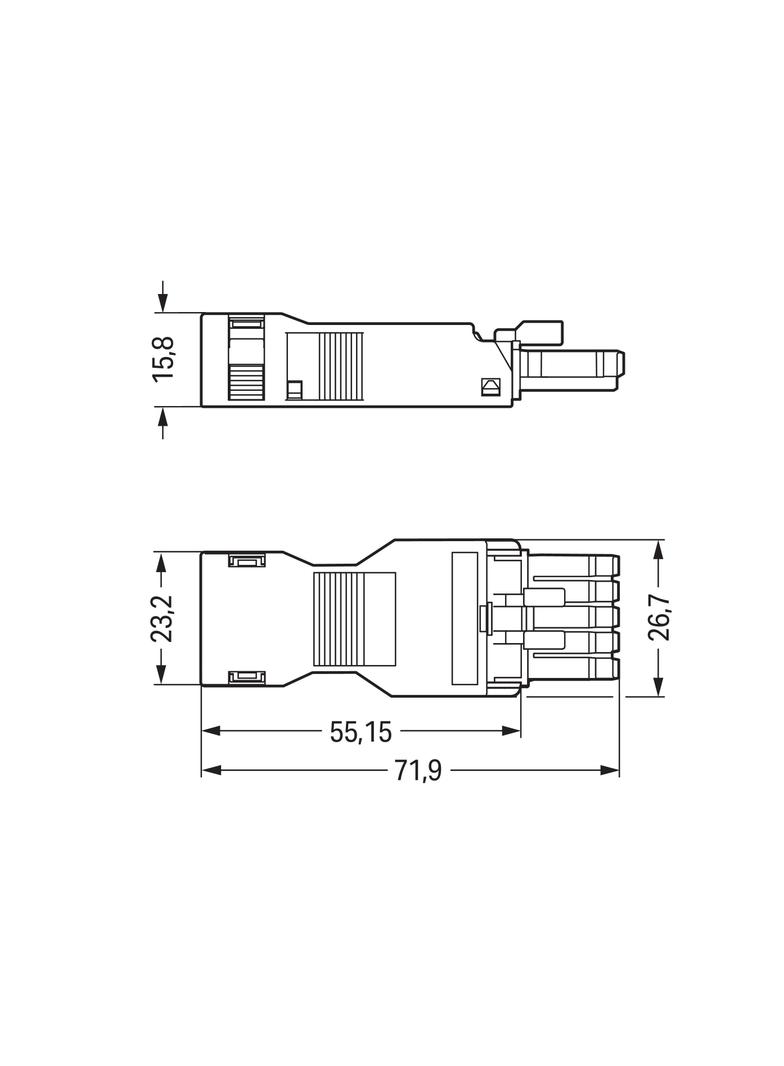 WINSTA MINI gniazdo 5-torowe czarne z obudową odciążającą naciąg