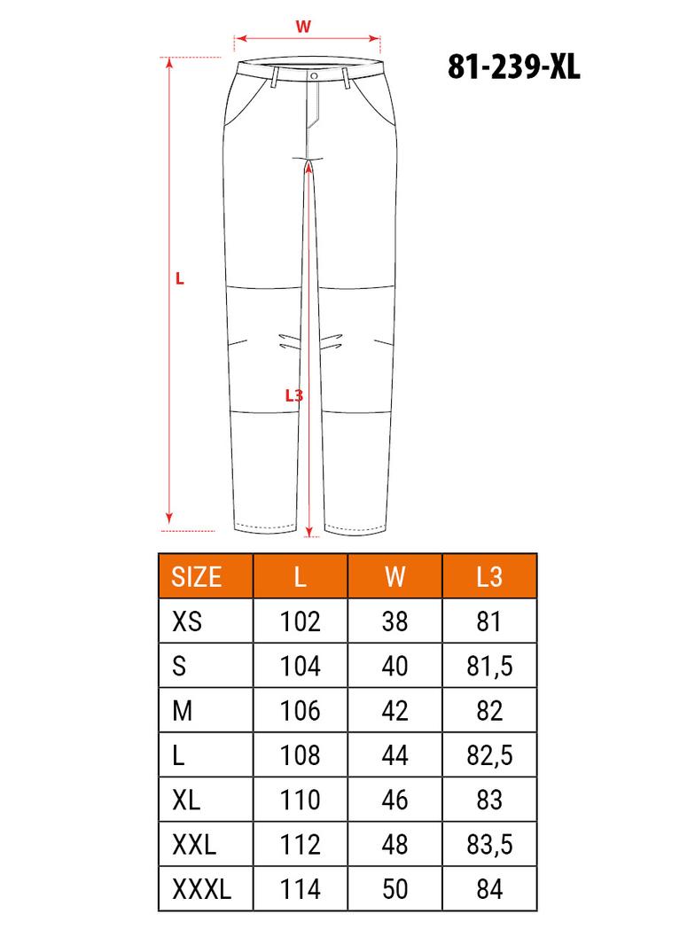 Spodnie robocze HD Slim, odpinane kieszenie, rozmiar XL