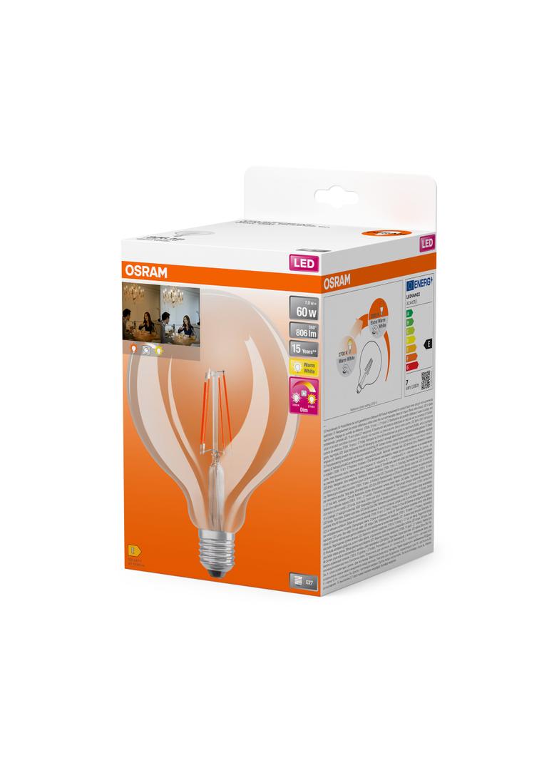 LED STAR+ CL GLOBE125 FIL 60 GLOWdim 6,5W 827 E27 LEDVANCE
