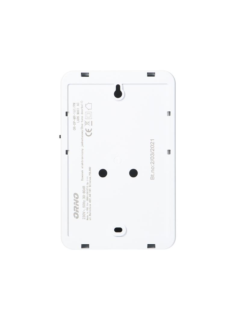 Dzwonek elektroniczny jednotonowy LARK MAXI AC 230V śnieżno biały OR-DP-MR-161/PW ORNO