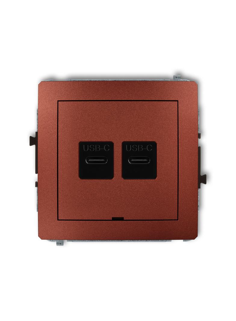 DECO Mechanizm ładowarki USB podwójnej 2xUSB C, 20W max., bez pola opisowego brązowy metalik