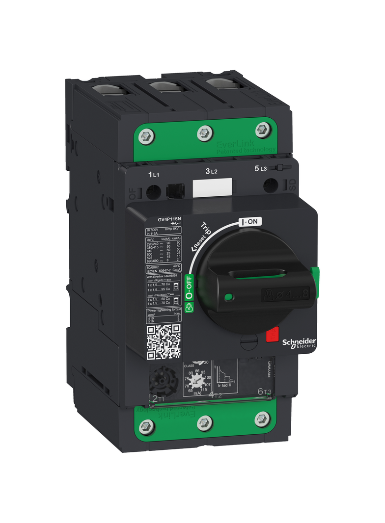 Wyłącznik silnikowy, TeSys GV4, 3P, 115A, Icu 50kA, thermal magnetyczny, terminale EverLink