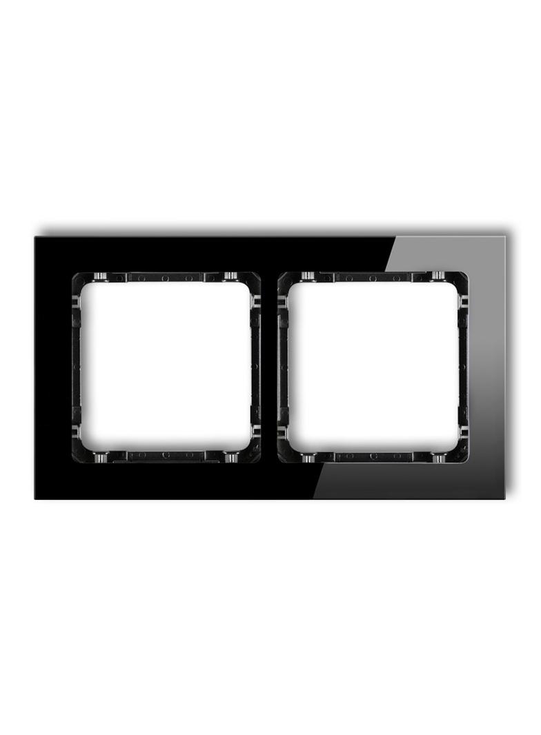 DECO Ramka uniwersalna podwójna - efekt szkła (ramka: czarna; spód: czarny)