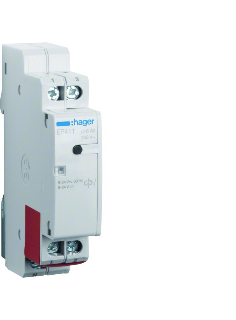 Przekaźnik bistabilny elektroniczny 8-24V AC/DC 1Z 16A EP411 HAGER