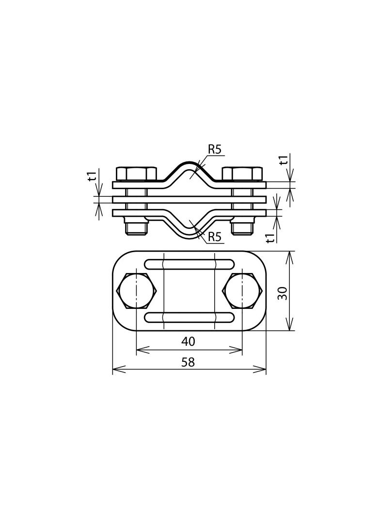 Zacisk probierczy z przekładką, drut 8-10/8-10 mm, stal nierdzewna NIRO
