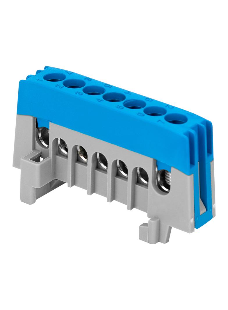 Listwa zaciskowa izolowana PRO, N, 7 przewodów, niebieski