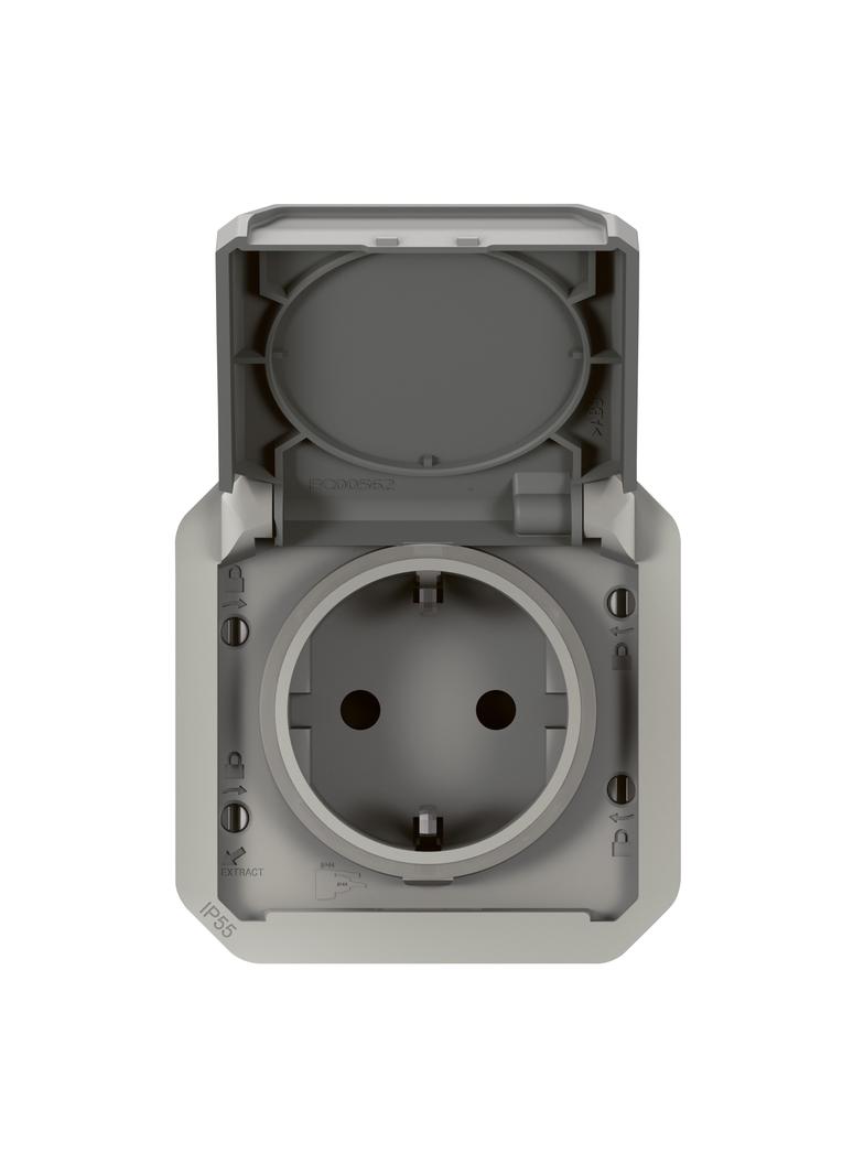 NOWE PLEXO - GN. SCHUKO 2P+Z ZACISKI AUTO MECHANIZM 16 A-250V SZARE 069570L LEGRAND