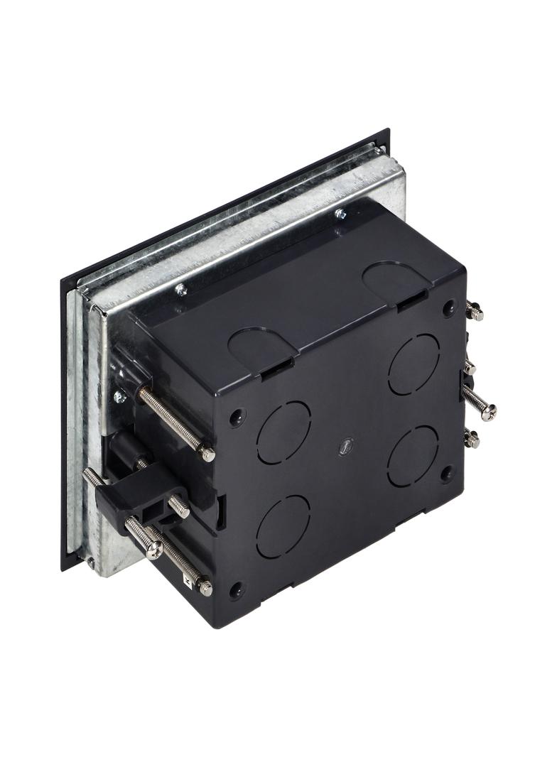 Puszka podłogowa na gniazda modułowe 4 x 45x45mm lub 8 x 22,5x45mm, pokrywa: materiał własny, czarna