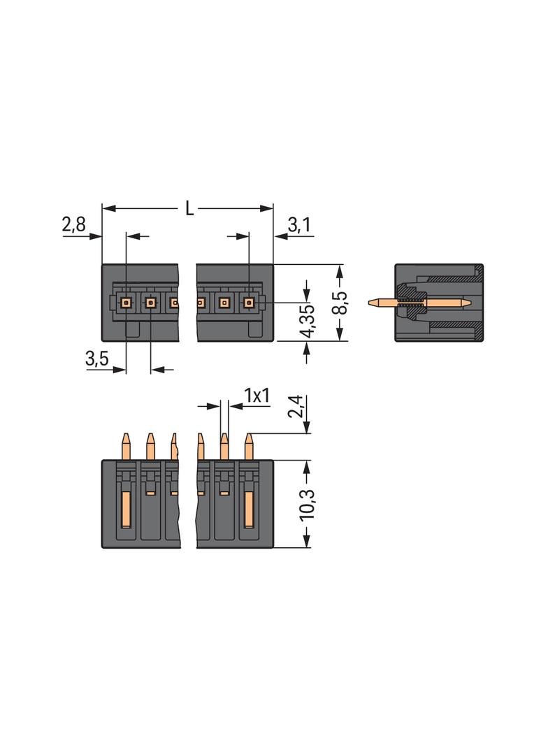 MCS-MINI Classic wtyk 9-bieg. czarny raster 3,5 mm /100szt./ WAGO