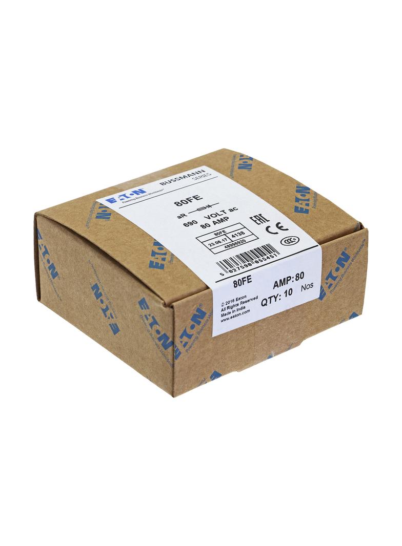 80A 690V IEC AC BS88 HIGH SPEED FUSE Wkładka szybka 80A AC 690V DC 500V BS88 19x77 mm aR, 80FE EATON