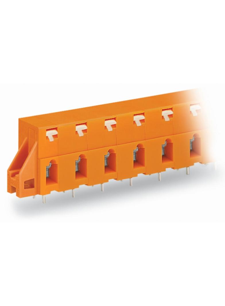 listwa przepustowa do p. drukowanych 2-bieg. pomarańczowa raster 10,16 mm