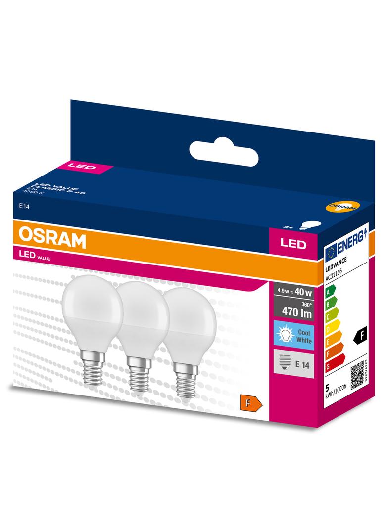 Lampa LED VALUE Classic P40 4,9W/840 230V plastik E14 FS3 OSRAM