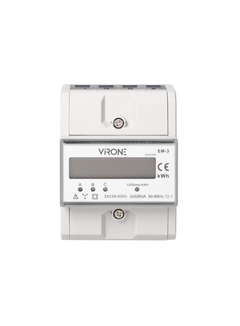 3-fazowy wskaźnik zużycia energii elektrycznej, 80A, 3 moduły, DIN TH-35mm EM-3 ORNO