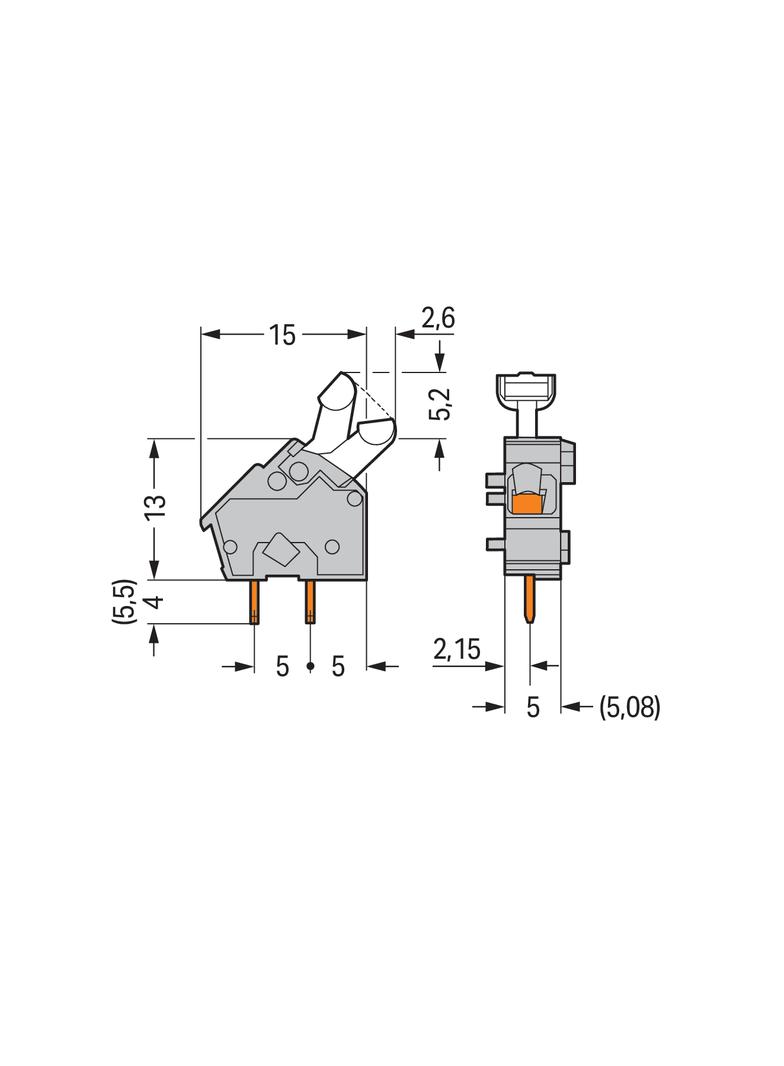 Złączka do płytek drukowanych niebieska raster 5/5,08mm 256‑744/332‑000 /100szt./ WAGO