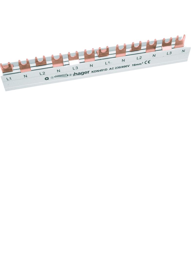 Szyna grzebieniowa widełkowa pozioma 2P 16mm2 do RCCB 2P 12M KDN451D HAGER