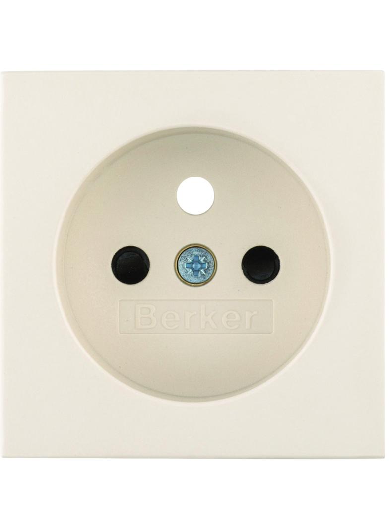 BERKER B.Kwadrat Płytka czołowa z przysłonami styków do gniazda z uziemieniem krem 3965768992 HAGER