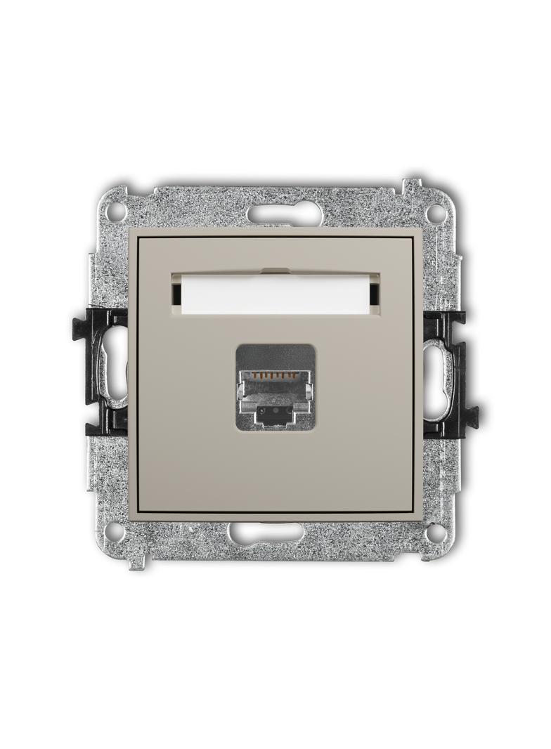 ICON Mechanizm gniazda komputerowego pojedynczego 1xRJ45, kat. 5e, ekranowany, 8-stykowy taupe