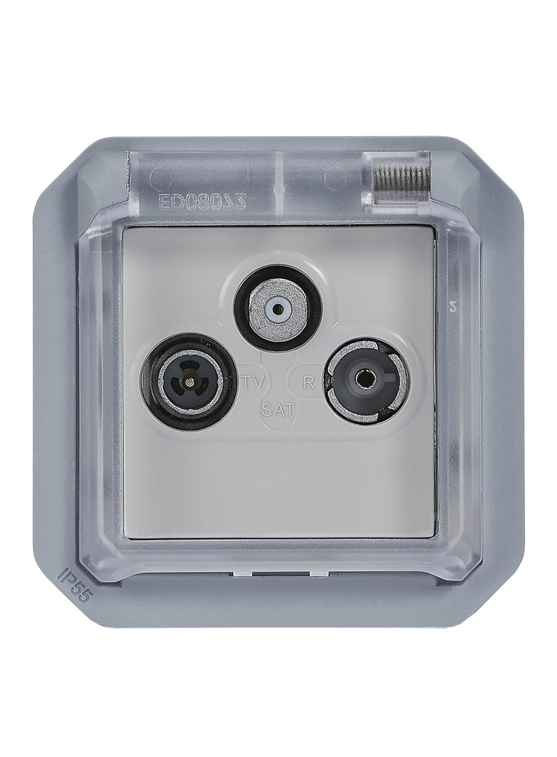 NOWE PLEXO - GNIAZDO TELEWIZYJNE TV - R - SAT KOŃCOWE MECHANIZM SZARE