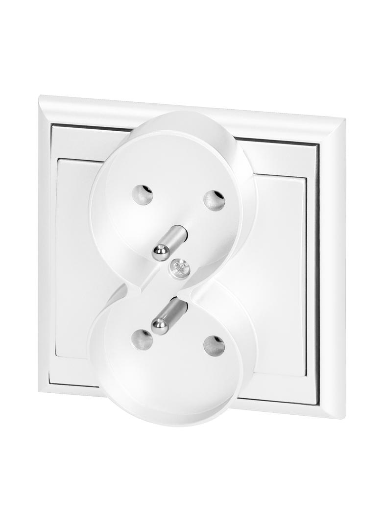 Gniazdo podwójne podtynkowe 2x2P+Z Luna, 16A, 250V, PT-6LR, biały