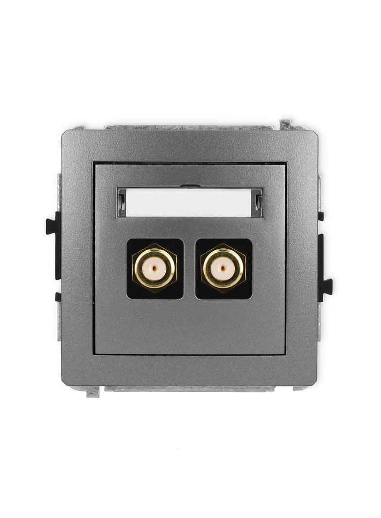 DECO Mechanizm gniazda antenowego podwójnego typu F (SAT) pozłacany grafitowy