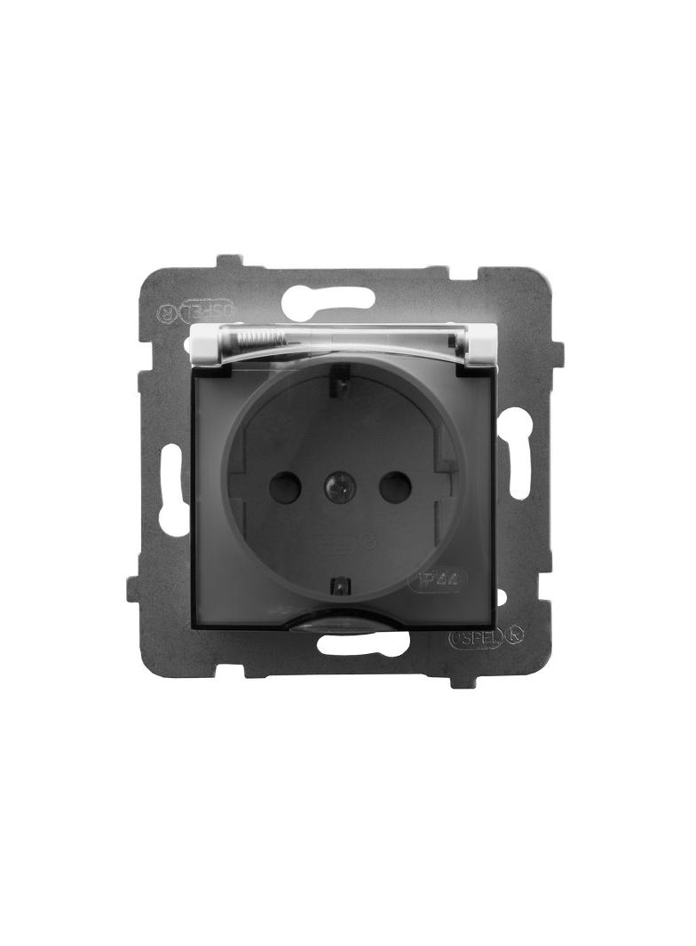 ARIA Gniazdo bryzgoszczelne z uziemieniem schuko IP-44 wieczko przezroczyste - kolor biały