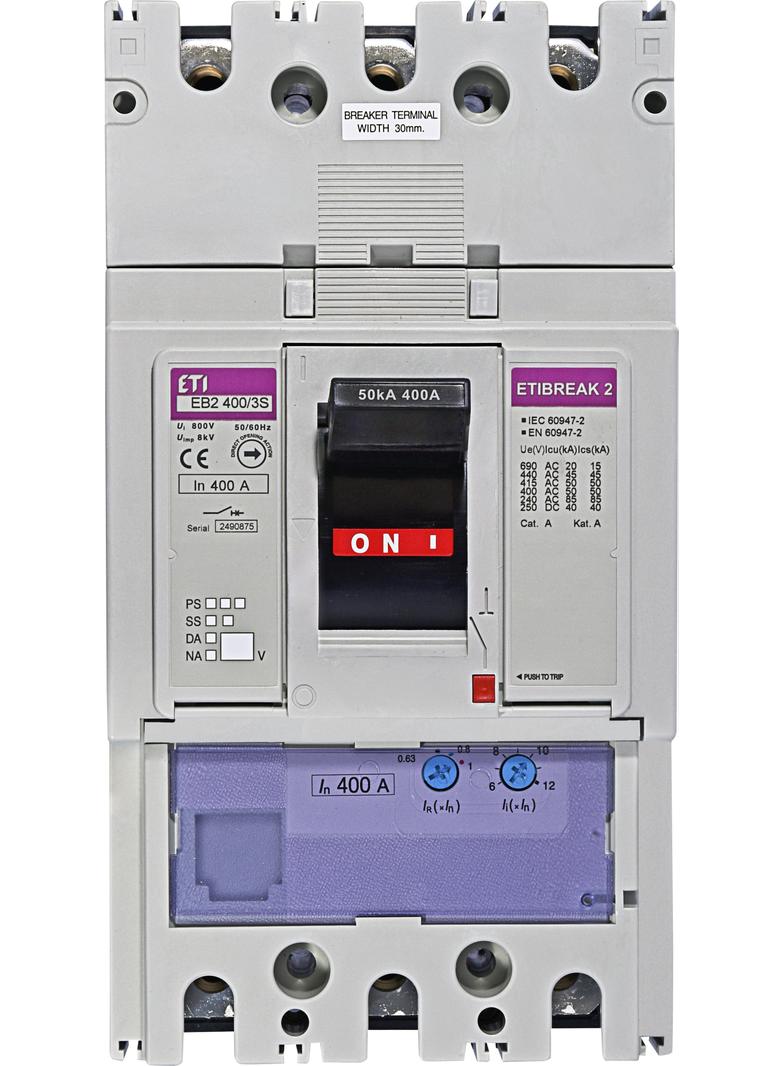Wyłącznik mocy 50kA wyzw. TM EB2 400/3S 400A 3P 004671102 ETI
