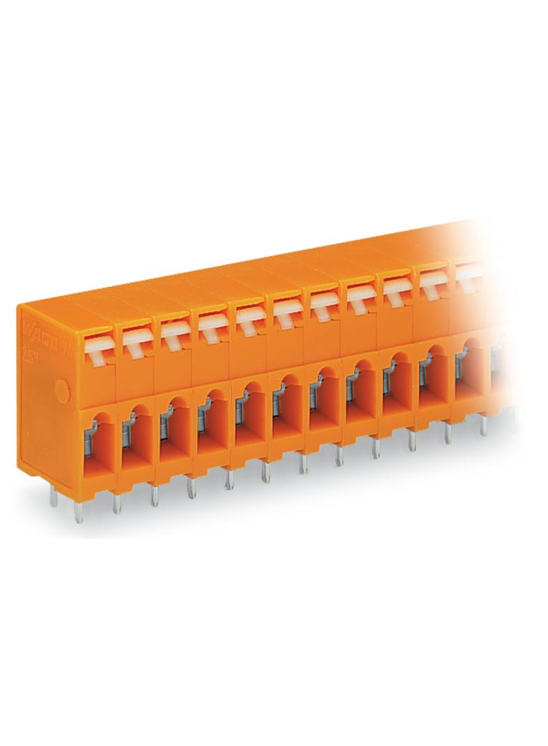 listwa przepustowa do p. drukowanych 5-bieg. pomarańczowa raster 5,08 mm