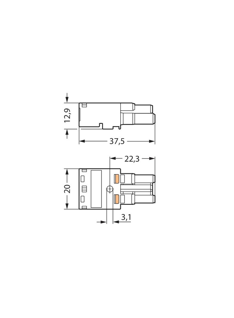 gniazdo 2-torowe czarne kodowanie A