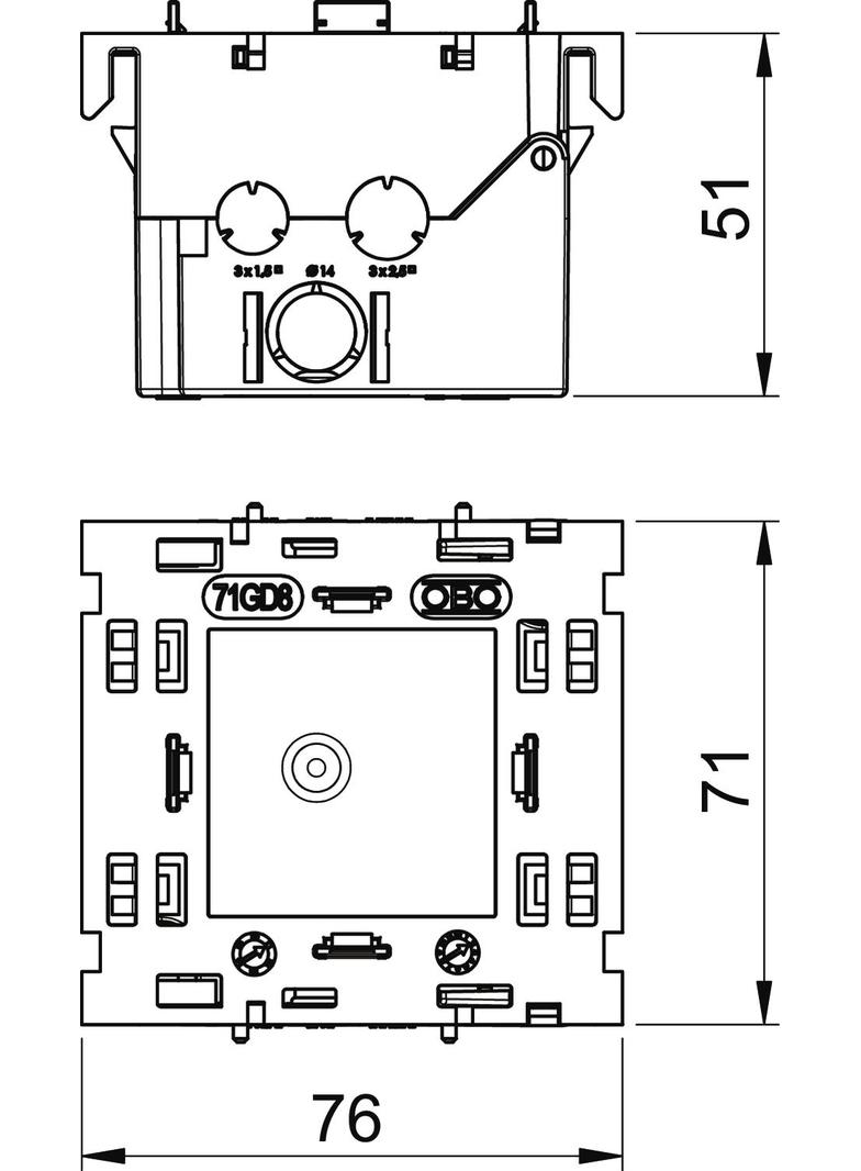 71GD8-2, Puszka instalacyjna Modul 45, pojedyncza