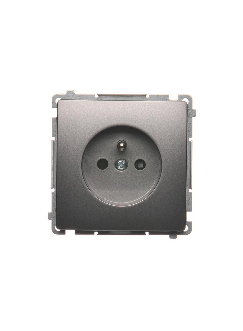 Simon Basic Gniazdo wtyczkowe pojedyncze z uziemieniem 16A 250V z przesłonami torów prądowych szybkozłączka stal inox BMGZ1CZ.01/21 BMGZ1cz.01/21 KONTAKT