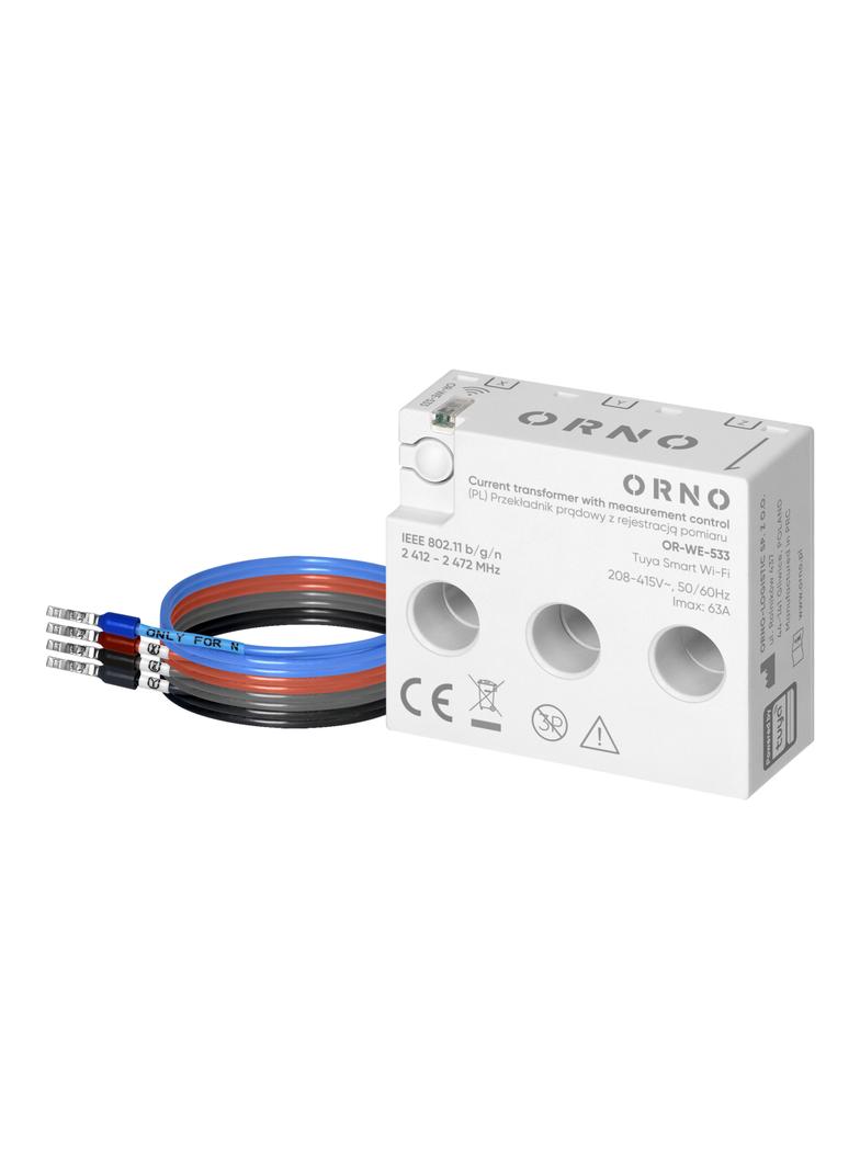 Przekładnik prądowy trójfazowy z rejestracją pomiaru, max. 440V/63A, Tuya Smart Wi-Fi