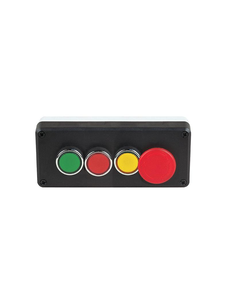 kaseta czarno-szara, 3 przyciski kryte, stop bezpieczeństwa ryglowany 40mm