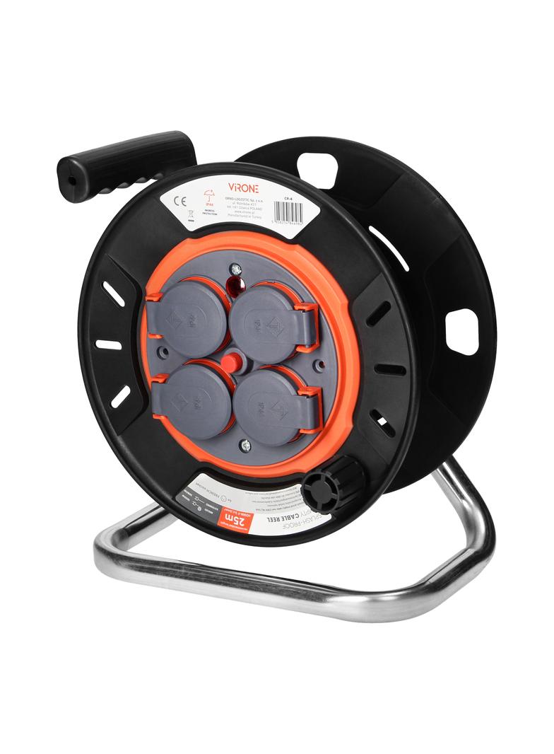 Bryzgoszczelny zwijak bębnowy IP44 4x2P+Z 16A 230V, H05RR-F 3x1,5mm2, 25m