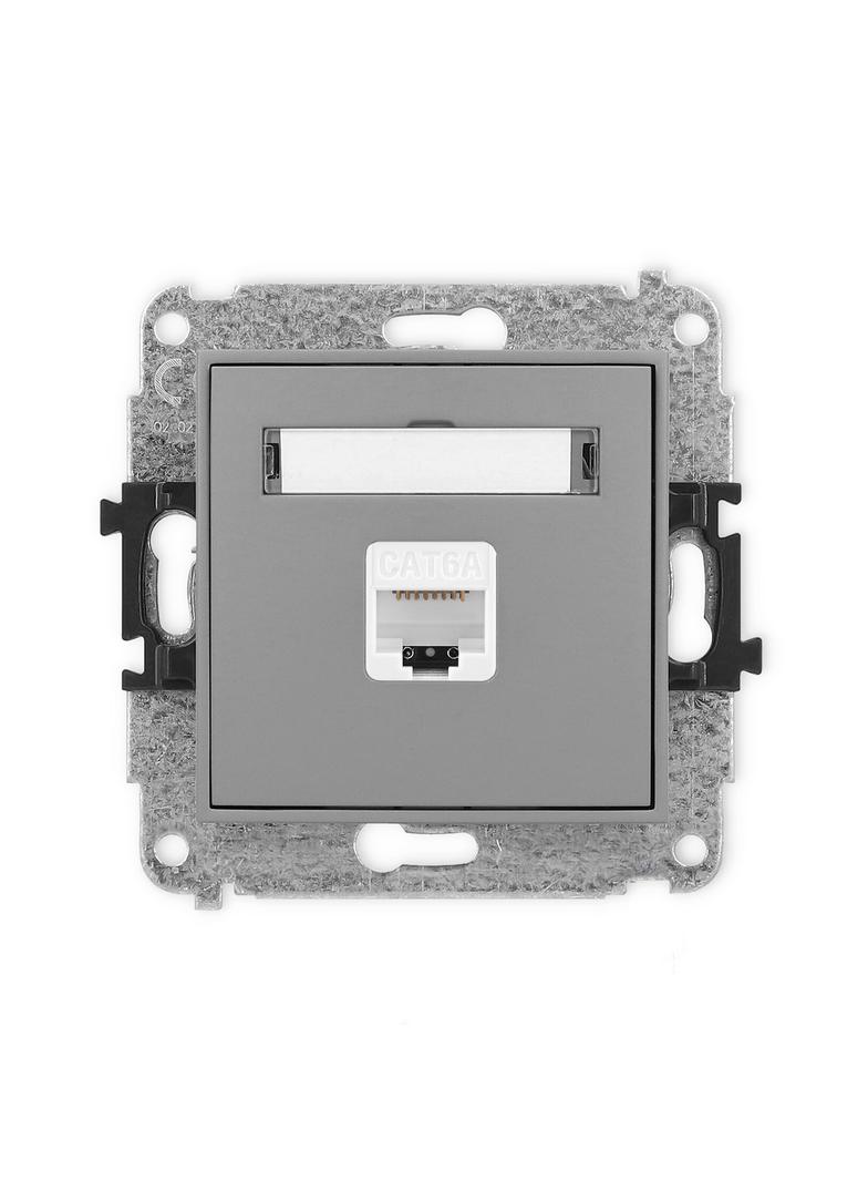 ICON Mechanizm gniazda komputerowego pojedynczego 1xRJ45, kat. 6A, 8-stykowy szary mat