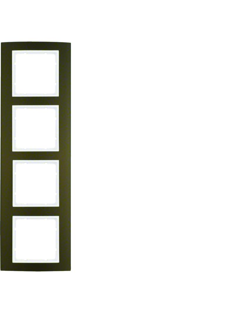 BERKER B.3 Ramka poczwórna aluminium brązowa/biała 10143021 HAGER