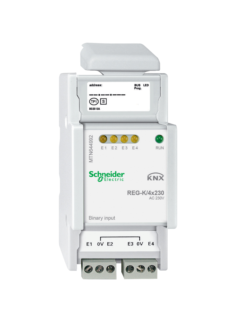 Schneider Electric KNX wejście binarne REG-K 4x 230 V 12 mA AC jasnoszary