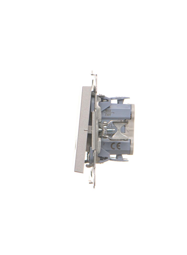 Simon 55 Łącznik dwubiegunowy z podświetleniem LED szybkozłączka Aluminium mat TW2L.01/143 KONTAKT