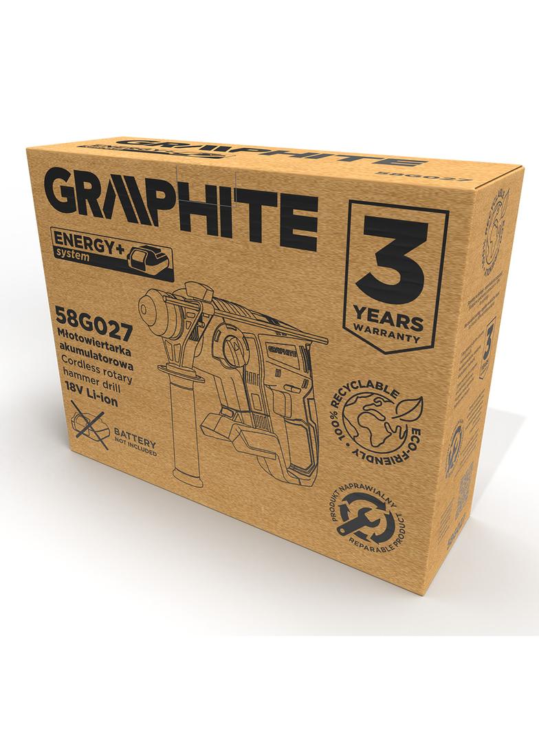 Młotowiertarka akumulatorowa bezszczotkowa Energy+ 18V, Li-Ion, udar 2.2J, bez akumulatora