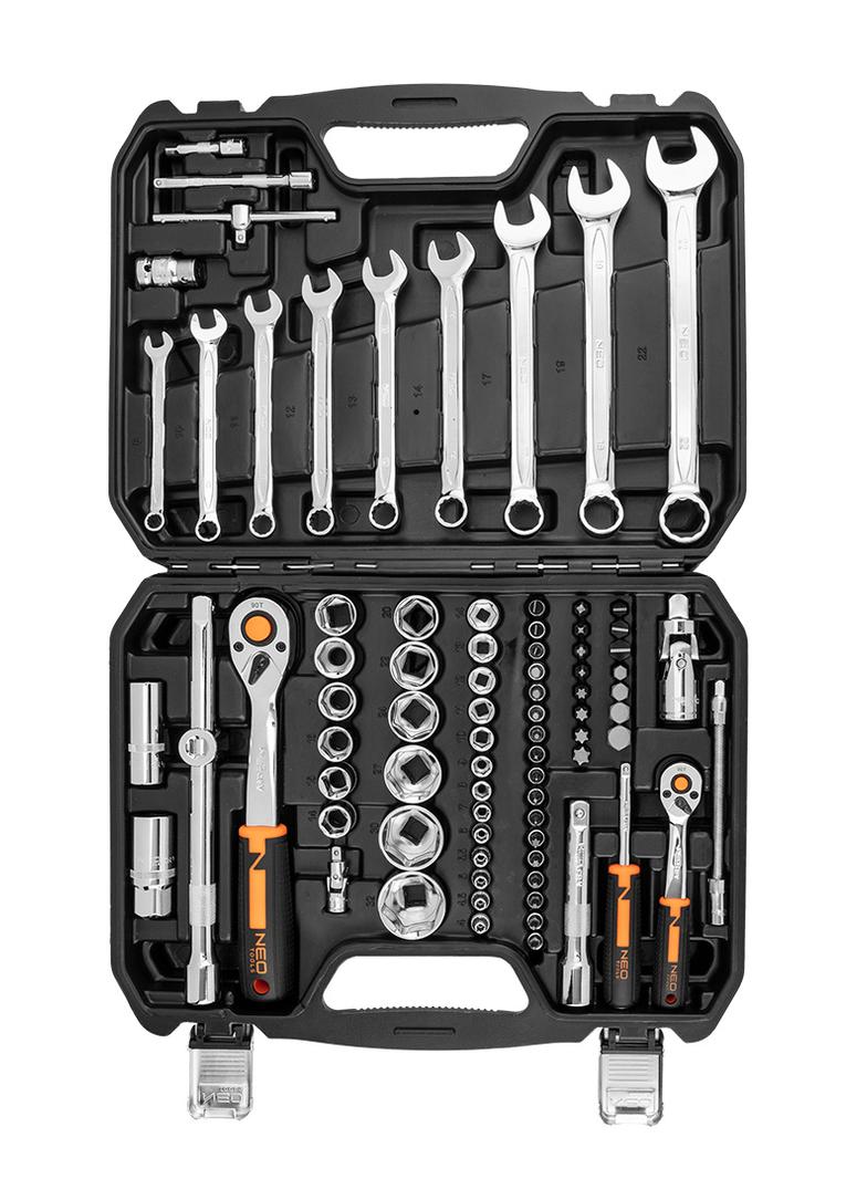 Klucze nasadowe 1/2", 1/4" , zestaw 82 szt., CrV
