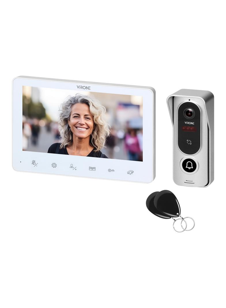 ANGU, zestaw wideodomofonowy 4-żyłowy, bezsłuchawkowy, monitor 7" LCD, z kamerą 800TVL, z czytnikiem