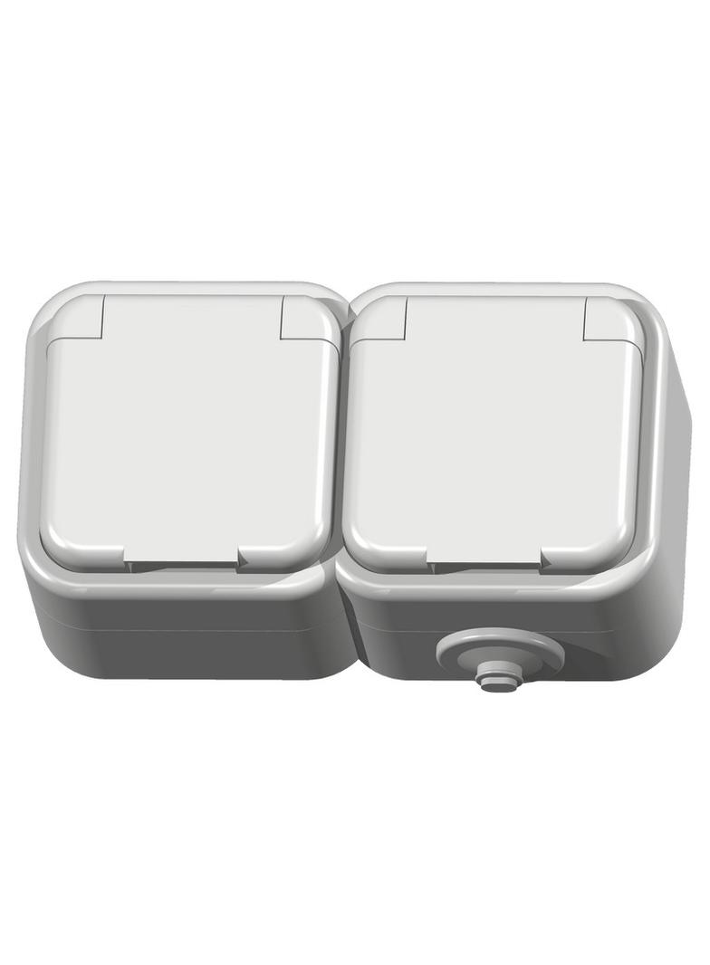 DELFINA Gniazdo podwójne z uziemieniem wieczko w kolorze wyrobu - kolor biały