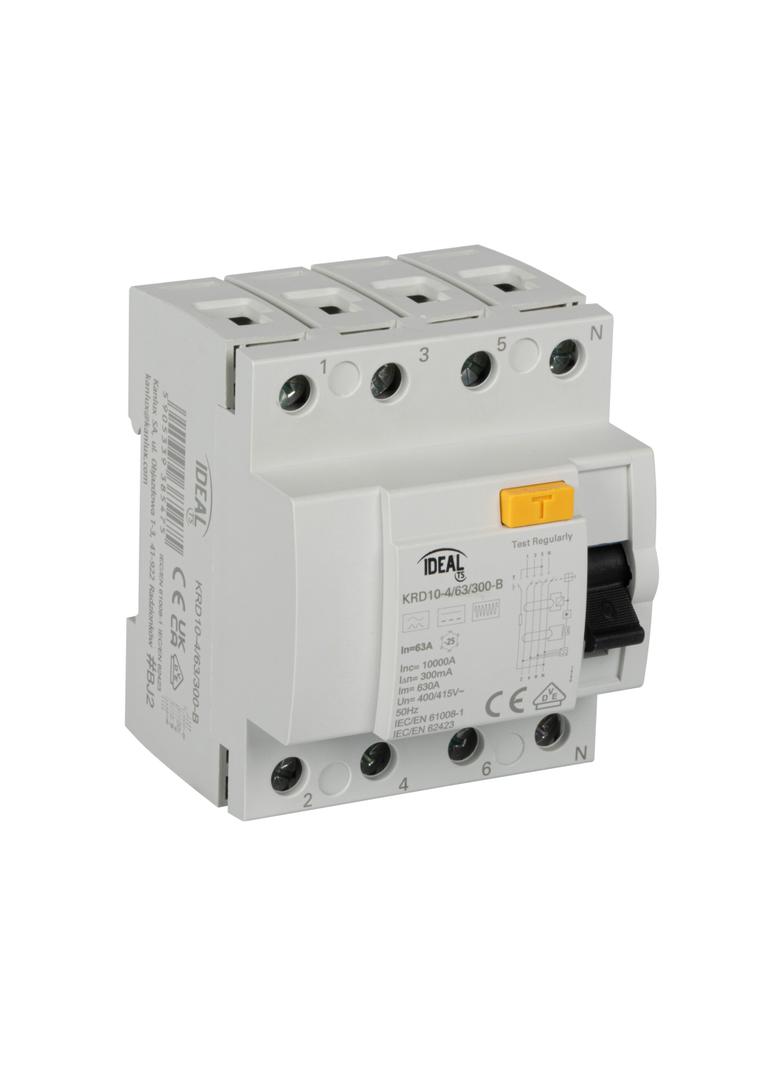 Wyłącznik różnicowoprądowy KRD10-4/63/300-B 3P+N 63A 300mA Typ B 38547 KANLUX