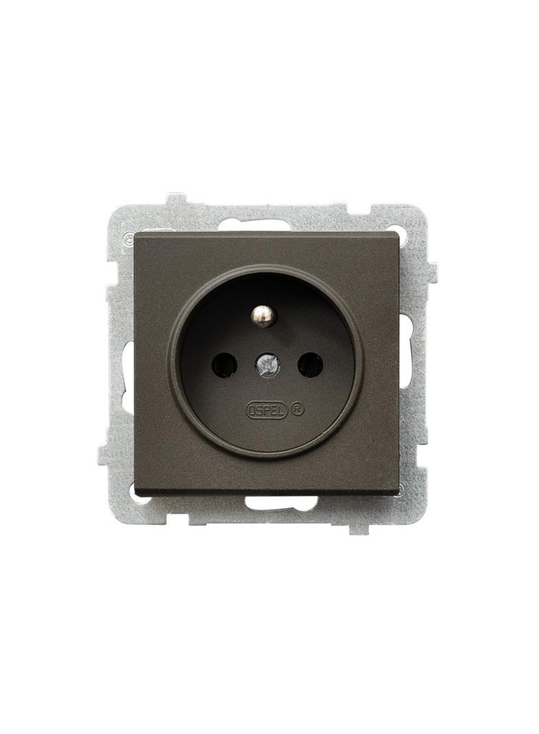 SONATA Gniazdo pojedyncze z uziemieniem - kolor czekoladowy metalik