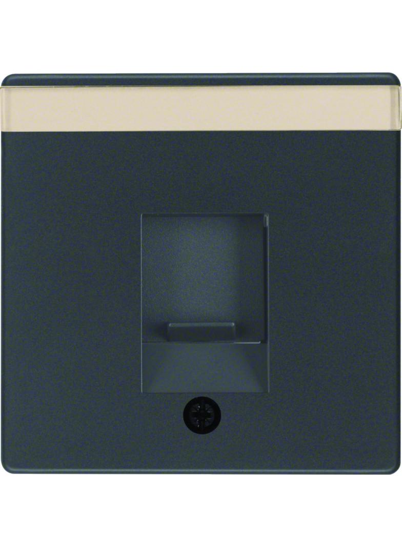 BERKER Q.x Płytka czołowa pojedyncza zasuwa chroniące przed kurzem pole opisowe antracyt aksamit lak