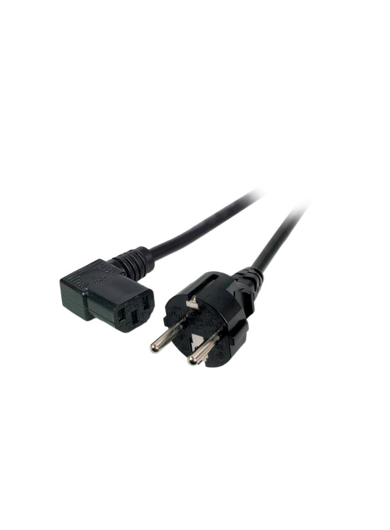 Kabel zasilający Schuko 180° - C13 90° 2m czarny