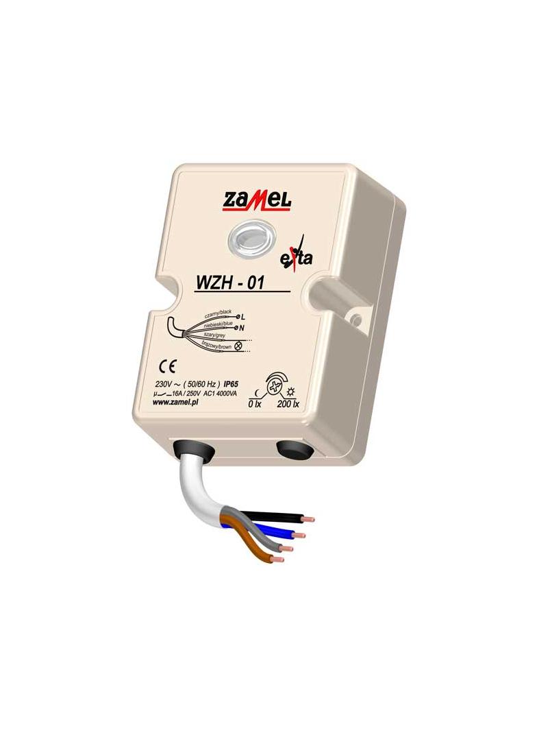 WYŁĄCZNIK ZMIERZCHOWY NATYNKOWY Z SONDĄ 230V AC IP65 TYP: WZH-01