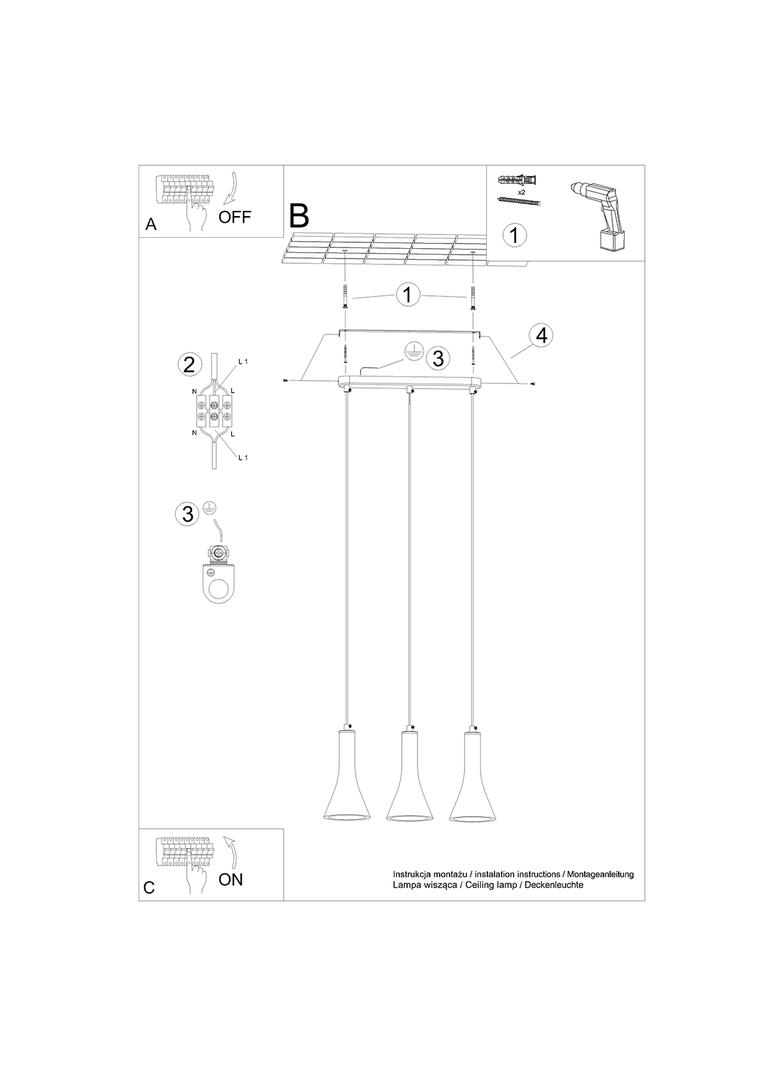 Sollux Lampa wisząca REA 3L beton SL.1225
