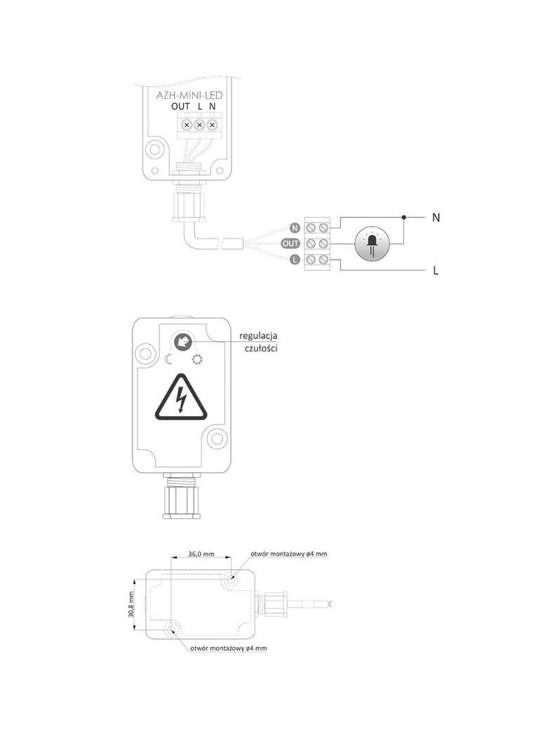 Automat zmierzchowy z wewnętrznym czujnikiem światłoczułym do załączania oświetlenia LED AZH-MINI-LED F&F