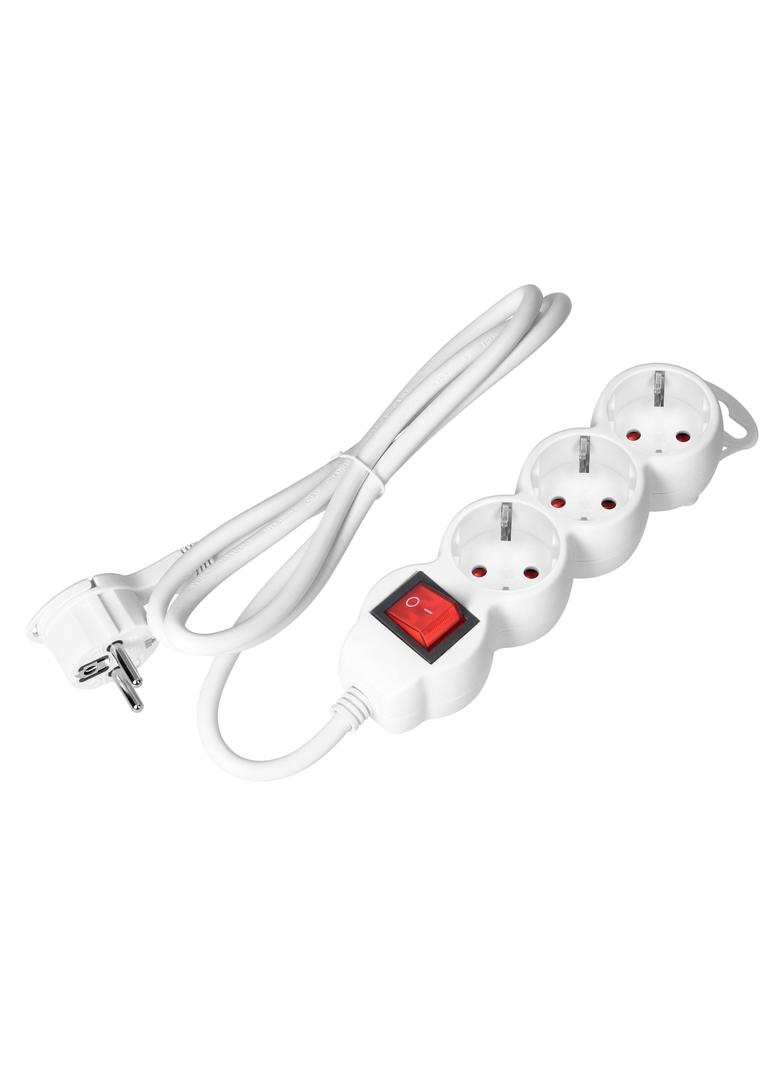Przedłużacz 3-krotny 2P+Z (Schuko), z wyłącznikiem, 5m H05VV-F 3x1,5mm2, Imax=16A, płaska wtyczka, b
